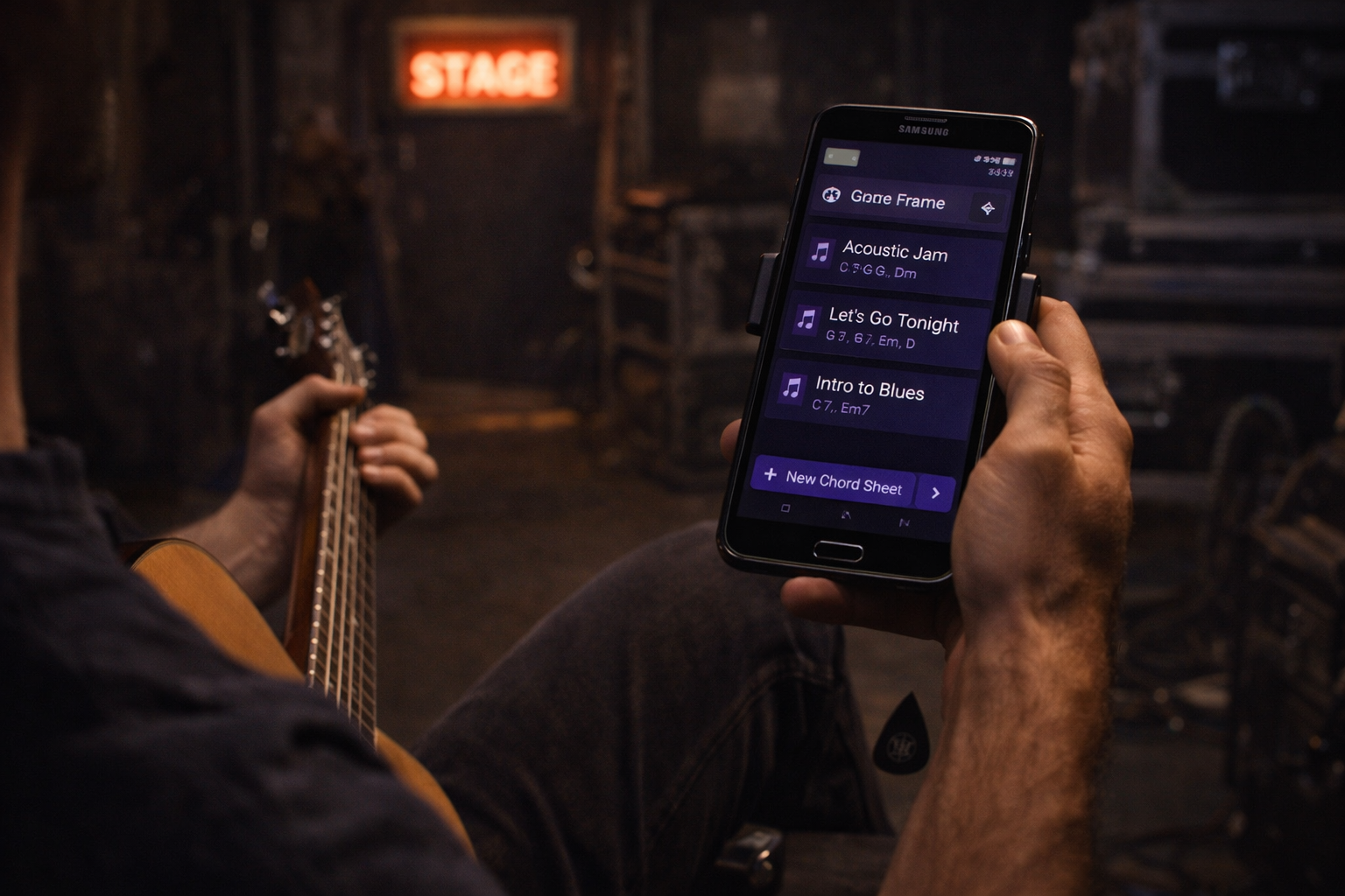 GigFrame setlist backstage view with song details